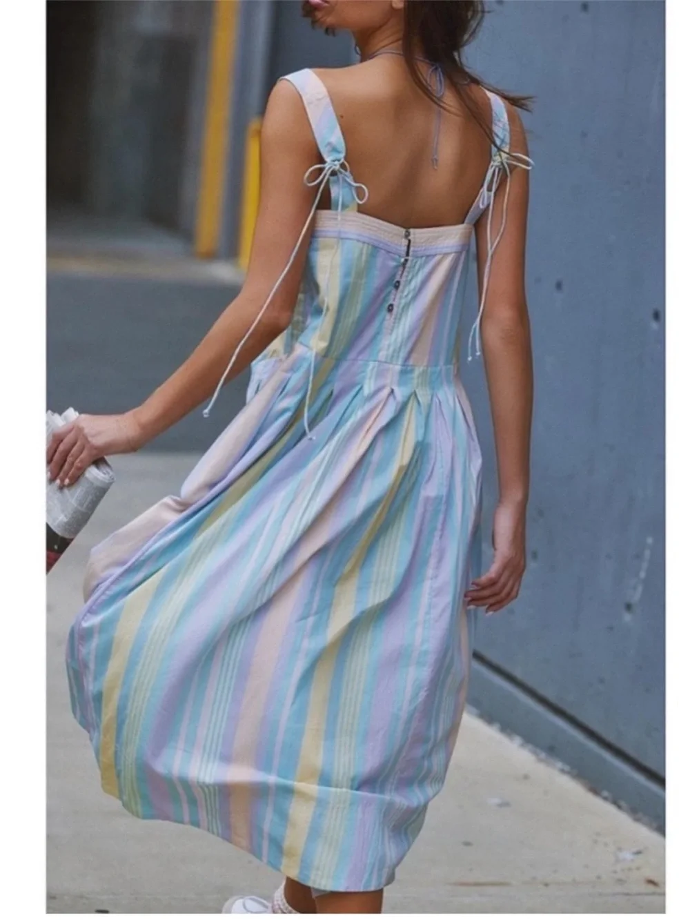 NWT Free People Primavera Striped Midi Dress in Pastel